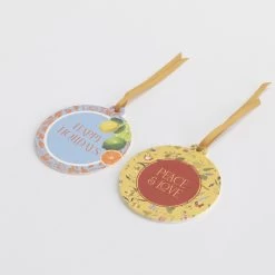 Gift Tag - Happy Holiday / Peace & Love - Pack Of 12