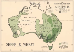 Decorative Poster - Australia Sheep And Wheat Map 1929