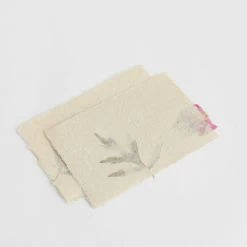 Handmade Flat Card – Bougainvillea & Mugwort Leaf
