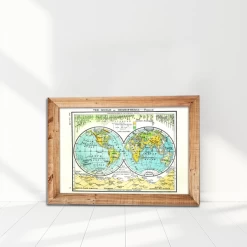 Print - World In Hemispheres Map