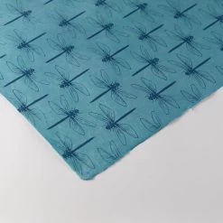 Handmade Paper - Blue Dragonfly On Periwinkle