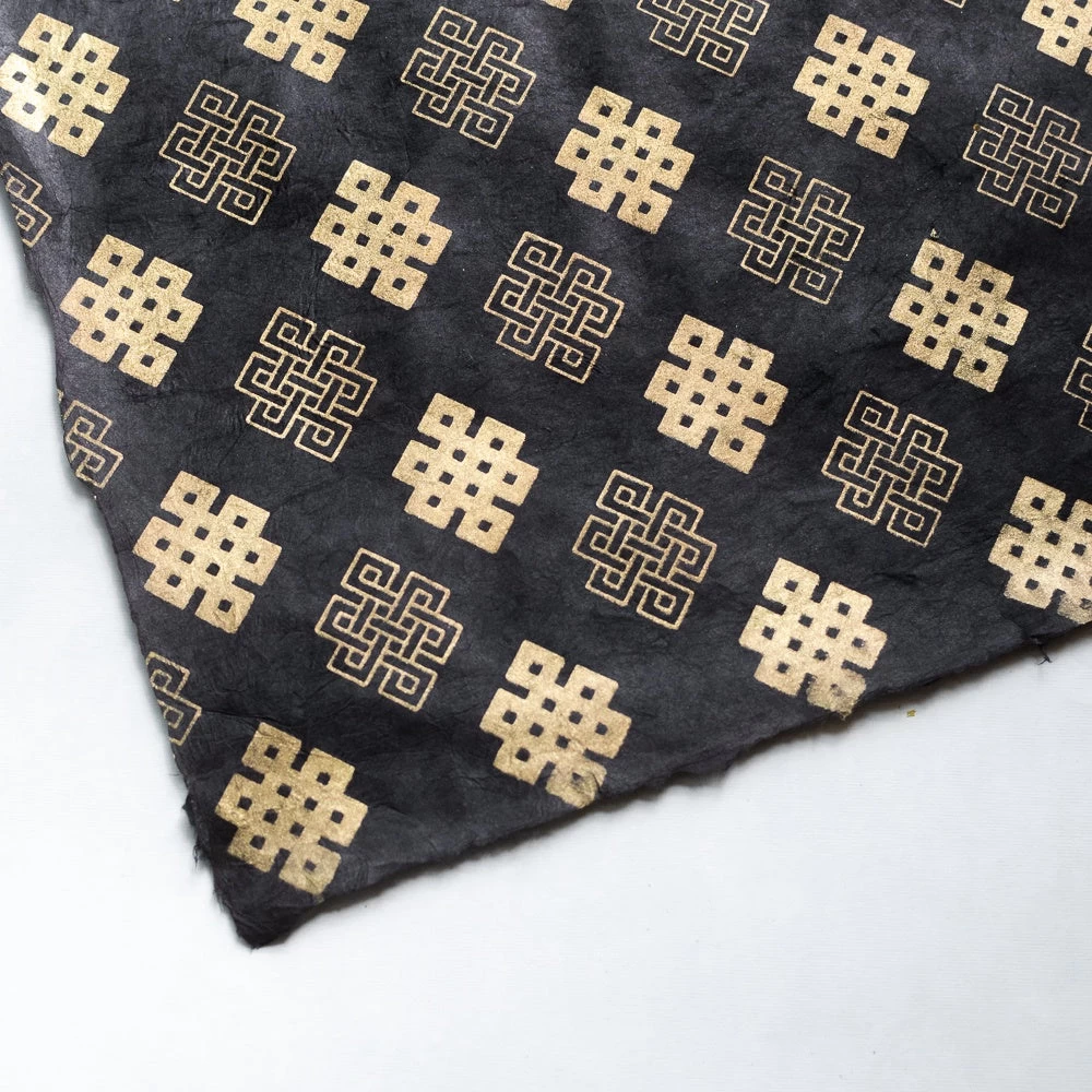Handmade Paper - Gold Foil Pattern On Black